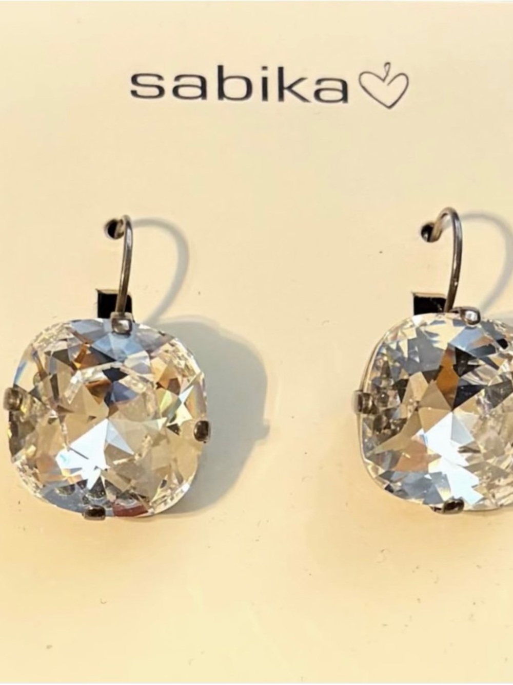 Sabika Clear Crystal Cushion-Cut Drop Earrings - Silver-Tone